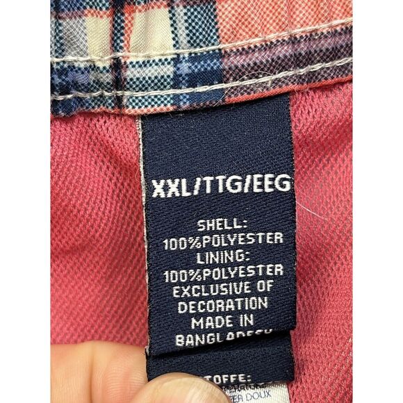 CHAPS Swim Trunks Mens XXL Coral Pink Plaid Board Shorts Mesh Liner‎ - Picture 4 of 8